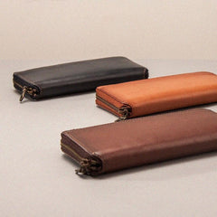 Leather Long Wallets for Men Zipper Long Wallet - imessengerbags
