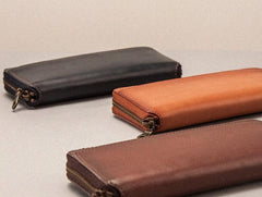 Leather Long Wallets for Men Zipper Long Wallet - imessengerbags