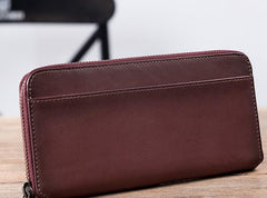 Leather Long Wallets for Men Zipper Long Wallet - imessengerbags
