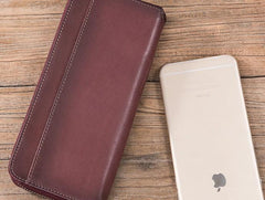 Leather Long Wallets for Men Zipper Long Wallet - imessengerbags