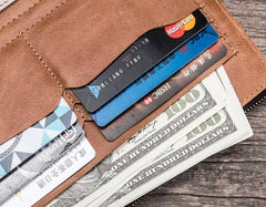 Leather Long Wallets for men Bifold Vintage Men Long Wallet
