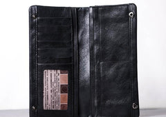Leather Long Wallets for men Bifold Vintage Men Long Wallet