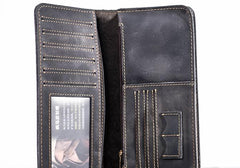 Leather Long Wallets for men Bifold Vintage Men Long Wallet