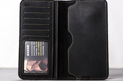 Leather Long Wallets for men Bifold Vintage Men Long Wallet