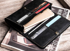 Leather Long Wallets for men Bifold Vintage Men Long Wallet - imessengerbags