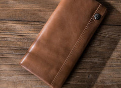 Leather Long Wallets for men Bifold Vintage Men Long Wallet