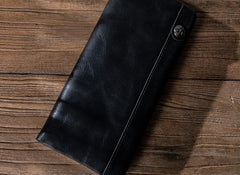 Leather Long Wallets for men Bifold Vintage Men Long Wallet