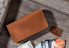 Leather Long Wallets for men Bifold Vintage Men Long Wallet