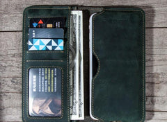 Leather Long Wallets for men Bifold Vintage Men Long Wallet