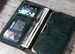 Leather Long Wallets for men Bifold Vintage Men Long Wallet
