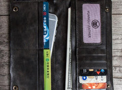 Leather Long Wallets for men Bifold Vintage Men Long Wallet
