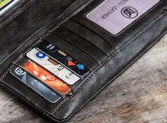 Leather Long Wallets for men Bifold Vintage Men Long Wallet