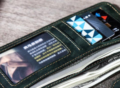 Leather Long Wallets for men Bifold Vintage Men Long Wallet