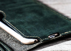 Leather Long Wallets for men Bifold Vintage Men Long Wallet