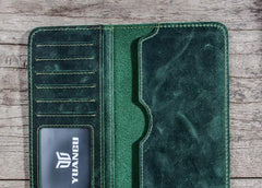 Leather Long Wallets for men Bifold Vintage Men Long Wallet