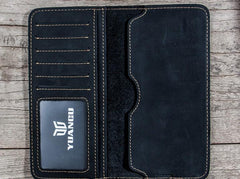Leather Long Wallets for men Bifold Vintage Men Long Wallet