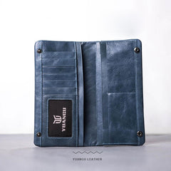 Leather Long Wallets for men Bifold Vintage Men Long Wallet
