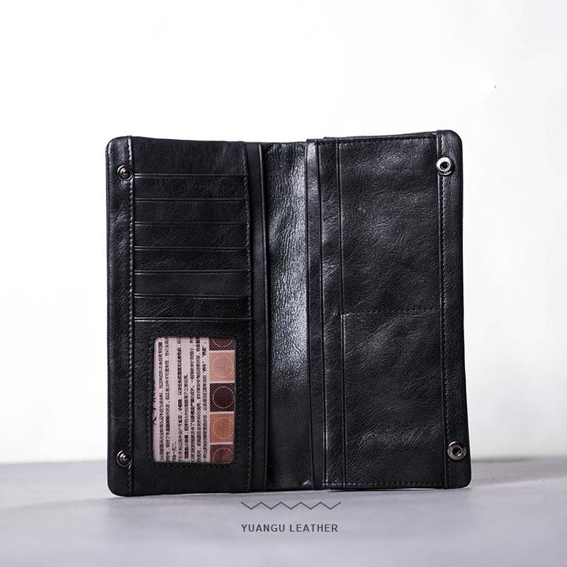 Leather Long Wallets for men Bifold Vintage Men Long Wallet