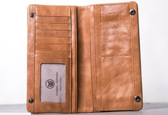 Leather Long Wallets for men Bifold Vintage Men Long Wallet