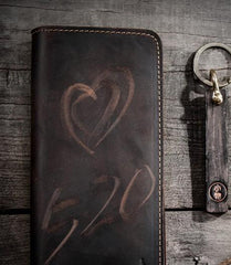 Leather Long Wallets for men Bifold Vintage Men Long Wallet