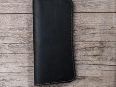 Leather Long Wallets for men Black Bifold Men Long Wallet - imessengerbags