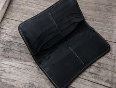 Leather Long Wallets for men Black Bifold Men Long Wallet - imessengerbags