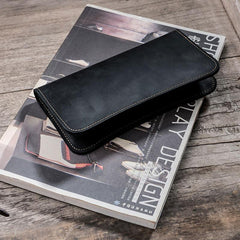 Leather Long Wallets for men Black Bifold Men Long Wallet - imessengerbags