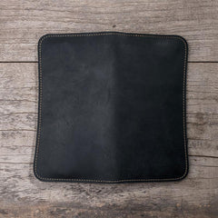 Leather Long Wallets for men Black Bifold Men Long Wallet - imessengerbags
