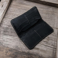 Leather Long Wallets for men Black Bifold Men Long Wallet - imessengerbags