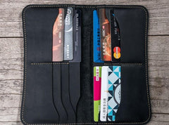 Leather Long Wallets for men Black Bifold Men Long Wallet - imessengerbags