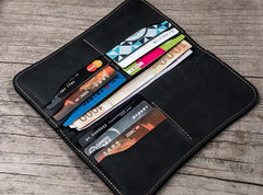 Leather Long Wallets for men Black Bifold Men Long Wallet - imessengerbags