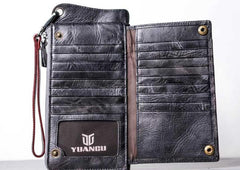 Leather Long Wallets for men Chain Wallet Bifold Vintage Men Biker wallet