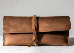 Leather Long Wallets for men Slim Bifold Vintage Men Long Wallet