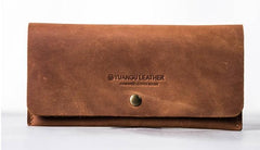 Leather Long Wallets for men Slim Bifold Vintage Men Long Wallet