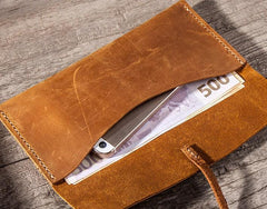 Leather Long Wallets for men Slim Bifold Vintage Men Long Wallet