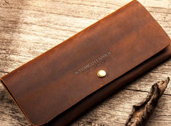 Leather Long Wallets for men Slim Bifold Vintage Men Long Wallet