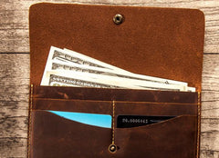 Leather Long Wallets for men Slim Bifold Vintage Men Long Wallet