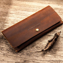 Leather Long Wallets for men Slim Bifold Vintage Men Long Wallet