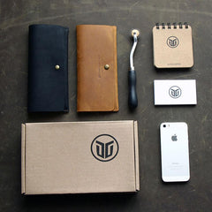 Leather Long Wallets for men Slim Bifold Vintage Men Long Wallet