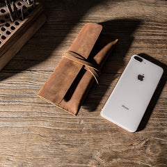 Leather Long Wallets for men Slim Bifold Vintage Men Long Wallet