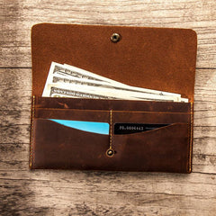 Leather Long Wallets for men Slim Bifold Vintage Men Long Wallet