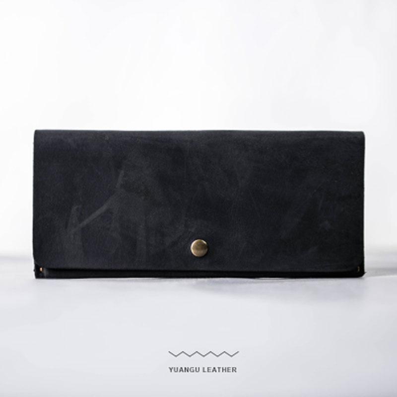 Leather Long Wallets for men Slim Bifold Vintage Men Long Wallet