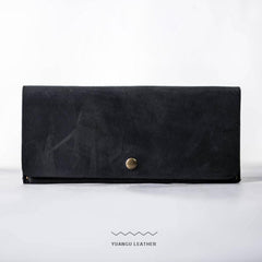 Leather Long Wallets for men Slim Bifold Vintage Men Long Wallet