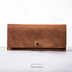 Leather Long Wallets for men Slim Bifold Vintage Men Long Wallet