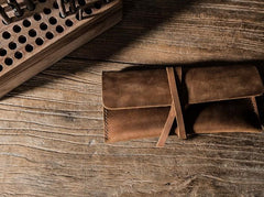 Leather Long Wallets for men Slim Bifold Vintage Men Long Wallet