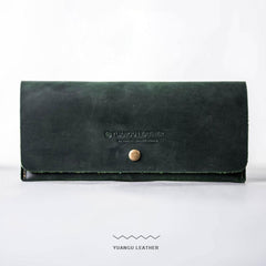 Leather Long Wallets for men Slim Bifold Vintage Men Long Wallet