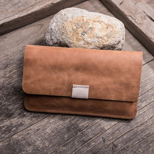 Leather Long Wallets for men Vintage Bifold Men Long Wallet - imessengerbags
