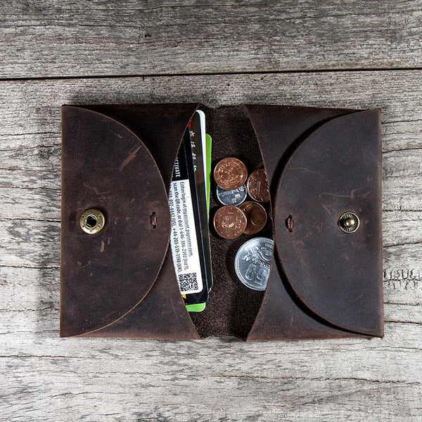 Leather Men Card Holder Wallet Change Bifold Small Wallet for Men - imessengerbags