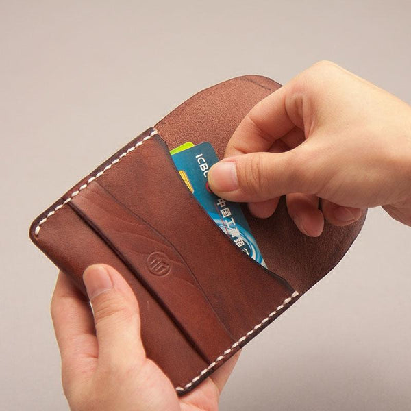 Leather Men Card Holder Wallet Change Small Wallet for Men - imessengerbags
