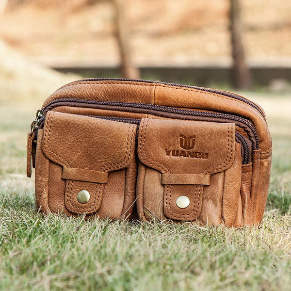 Leather Men Fanny Pack Waist Bag Hip Pack Belt Bag Bumbag for Men - imessengerbags